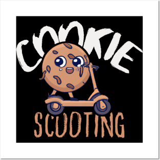 Funny E-Scooter, Cute Kawaii Cookie Driving Scooter Posters and Art